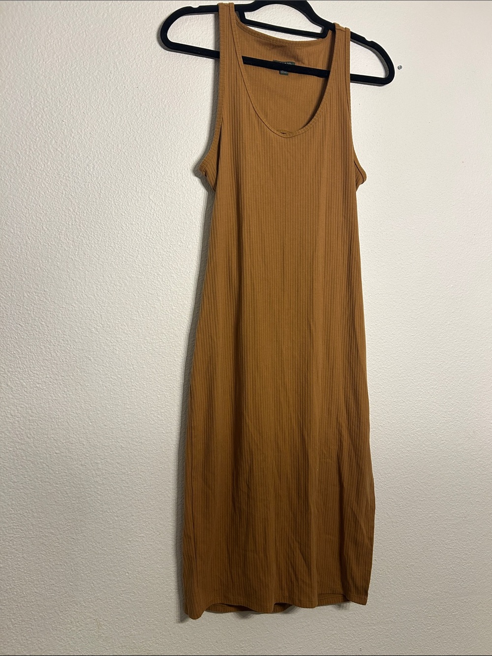 wild fable Ribbed Tank Midi Dress in Mustard Brown